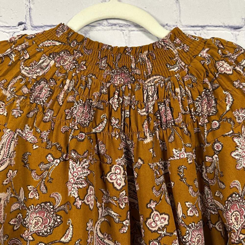 THML Floral Print Pleated Long Sleeve Top Size Small - Picture 2 of 8
